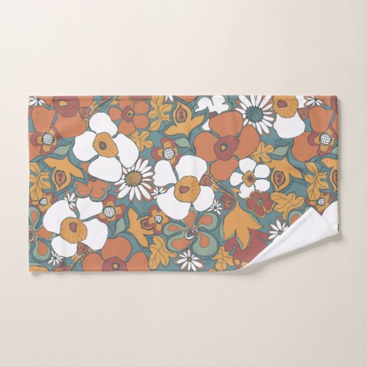 Retro Mod Patterns Sage Aquamarin Terracotta auf d Badhandtuch Set (Handtuch)