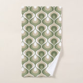Retro Mod Patterns Sage Olive Green Beige Badhandtuch Set (Handtuch)