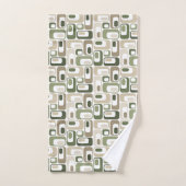 Retro-Mod-Patterns Salbei Olivgrün Beige Badhandtuch Set (Handtuch)