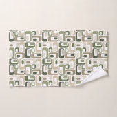 Retro-Mod-Patterns Salbei Olivgrün Beige Badhandtuch Set (Handtuch)