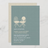 Retro Mod Perfect Sessellift Eames Hochzeit Einlad Einladung (Vorne/Hinten)