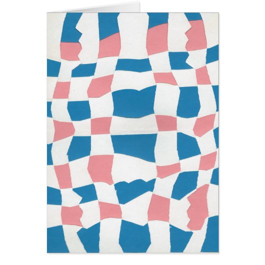 Retro Mod Pink Blue Checkerboard Abstrakt (Vorne)