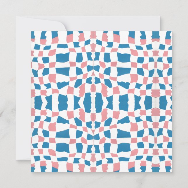 Retro Mod Pink Blue Checkerboard Abstrakt (Vorderseite)