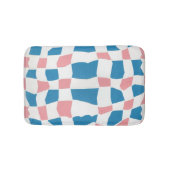 Retro Mod Pink Blue Checkerboard Abstrakt Badematte (Vorderseite)