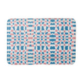 Retro Mod Pink Blue Checkerboard Abstrakt Badematte (Vorderseite)