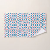 Retro Mod Pink Blue Checkerboard Abstrakt Badhandtuch Set (Handtuch)