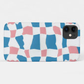 Retro Mod Pink Blue Checkerboard Abstrakt Case-Mate iPhone Hülle (Rückseite (Horizontal))