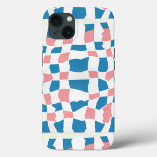 Retro Mod Pink Blue Checkerboard Abstrakt Case-Mate iPhone Hülle
