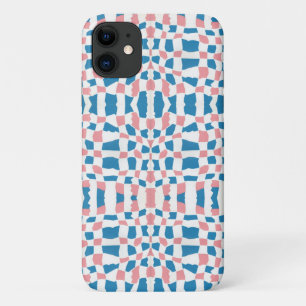 Retro Mod Pink Blue Checkerboard Abstrakt Case-Mate iPhone Hülle