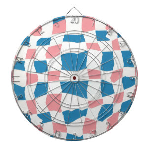 Retro Mod Pink Blue Checkerboard Abstrakt Dartscheibe