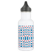 Retro Mod Pink Blue Checkerboard Abstrakt Edelstahlflasche (Links)