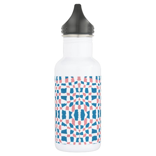 Retro Mod Pink Blue Checkerboard Abstrakt Edelstahlflasche (Links)