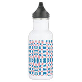 Retro Mod Pink Blue Checkerboard Abstrakt Edelstahlflasche (Rechts)