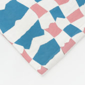 Retro Mod Pink Blue Checkerboard Abstrakt Fleecedecke (Ecke)