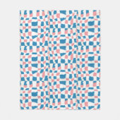Retro Mod Pink Blue Checkerboard Abstrakt Fleecedecke (Vorderseite)