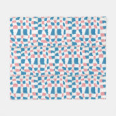 Retro Mod Pink Blue Checkerboard Abstrakt Fleecedecke (Vorderseite (Horizontal))