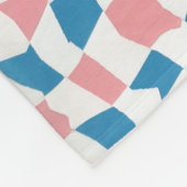 Retro Mod Pink Blue Checkerboard Abstrakt Fleecedecke (Ecke)
