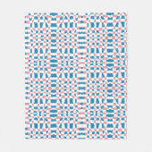 Retro Mod Pink Blue Checkerboard Abstrakt Fleecedecke (Vorderseite)
