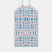 Retro Mod Pink Blue Checkerboard Abstrakt Geschenkanhänger (Vorderseite)
