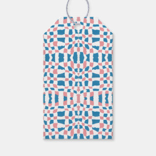 Retro Mod Pink Blue Checkerboard Abstrakt Geschenkanhänger