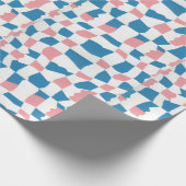 Retro Mod Pink Blue Checkerboard Abstrakt Geschenkpapier (Ecke)