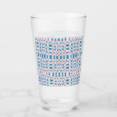 Retro Mod Pink Blue Checkerboard Abstrakt Glas (Rückseite)