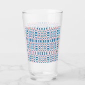 Retro Mod Pink Blue Checkerboard Abstrakt Glas (Vorderseite)