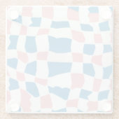 Retro Mod Pink Blue Checkerboard Abstrakt Glasuntersetzer (Rückseite)