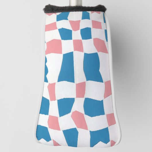 Retro Mod Pink Blue Checkerboard Abstrakt Golf Headcover (Rotieren 90)