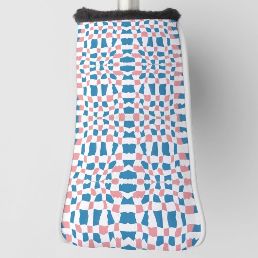 Retro Mod Pink Blue Checkerboard Abstrakt Golf Headcover (Rotieren 90)
