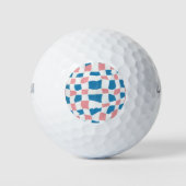 Retro Mod Pink Blue Checkerboard Abstrakt Golfball (Vorderseite)