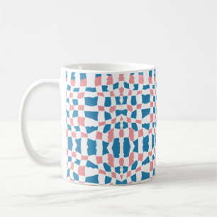 Retro Mod Pink Blue Checkerboard Abstrakt Kaffeetasse