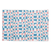 Retro Mod Pink Blue Checkerboard Abstrakt Kissenbezug (Rückseite)