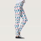 Retro Mod Pink Blue Checkerboard Abstrakt Leggings (Rechts)
