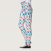 Retro Mod Pink Blue Checkerboard Abstrakt Leggings (Links)