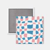 Retro Mod Pink Blue Checkerboard Abstrakt Magnet (Vorderseite/Rückseite)