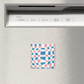 Retro Mod Pink Blue Checkerboard Abstrakt Magnet (In Situ (Geschirrspüler))