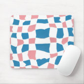 Retro Mod Pink Blue Checkerboard Abstrakt Mousepad (Mit Mouse)