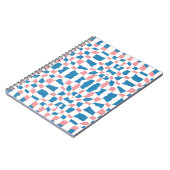 Retro Mod Pink Blue Checkerboard Abstrakt Notizblock (Linke Seite)