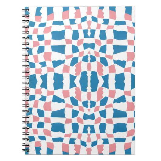Retro Mod Pink Blue Checkerboard Abstrakt Notizblock (Vorderseite)