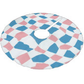 Retro Mod Pink Blue Checkerboard Abstrakt Polyester Weihnachtsbaumdecke (Schrägansicht)