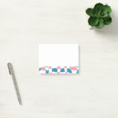 Retro Mod Pink Blue Checkerboard Abstrakt Post-it Klebezettel (Büro)