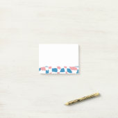 Retro Mod Pink Blue Checkerboard Abstrakt Post-it Klebezettel (Auf Schreibtisch)