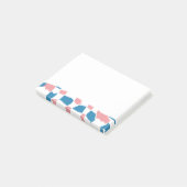 Retro Mod Pink Blue Checkerboard Abstrakt Post-it Klebezettel (angewinkelt)