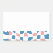 Retro Mod Pink Blue Checkerboard Abstrakt Post-it Klebezettel (Vorderseite)