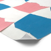 Retro Mod Pink Blue Checkerboard Abstrakt Poster (Ecke)