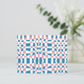 Retro Mod Pink Blue Checkerboard Abstrakt Postkarte (Stehend Vorderseite)
