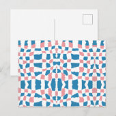 Retro Mod Pink Blue Checkerboard Abstrakt Postkarte (Vorne/Hinten)