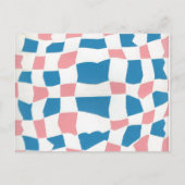 Retro Mod Pink Blue Checkerboard Abstrakt Postkarte (Vorderseite)