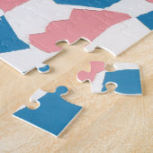 Retro Mod Pink Blue Checkerboard Abstrakt Puzzle (Seite)